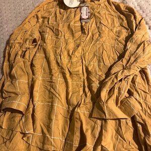 Boohoo Women’s Mustard Plaid Shirt Jacket